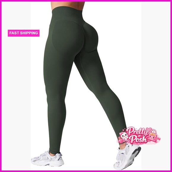 Pants - Seamless Impact Leggings with Scrunch Design Medium Waist Tummy Control